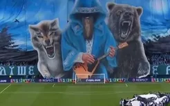 泽尼特主场超震撼TIFO：熊、狼缓缓升起